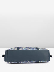 PRIMROSE Canvas Tote Bag with Paisley Print, Navy Blue and White Pattern, Dark Trim