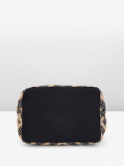 PRIMROSE Ethnic Tote Bag with Diamond Pattern Black and Beige