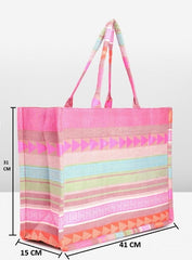 PRIMROSE Multicoloured Striped Canvas Tote Bag for Women