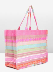 PRIMROSE Multicoloured Striped Canvas Tote Bag for Women