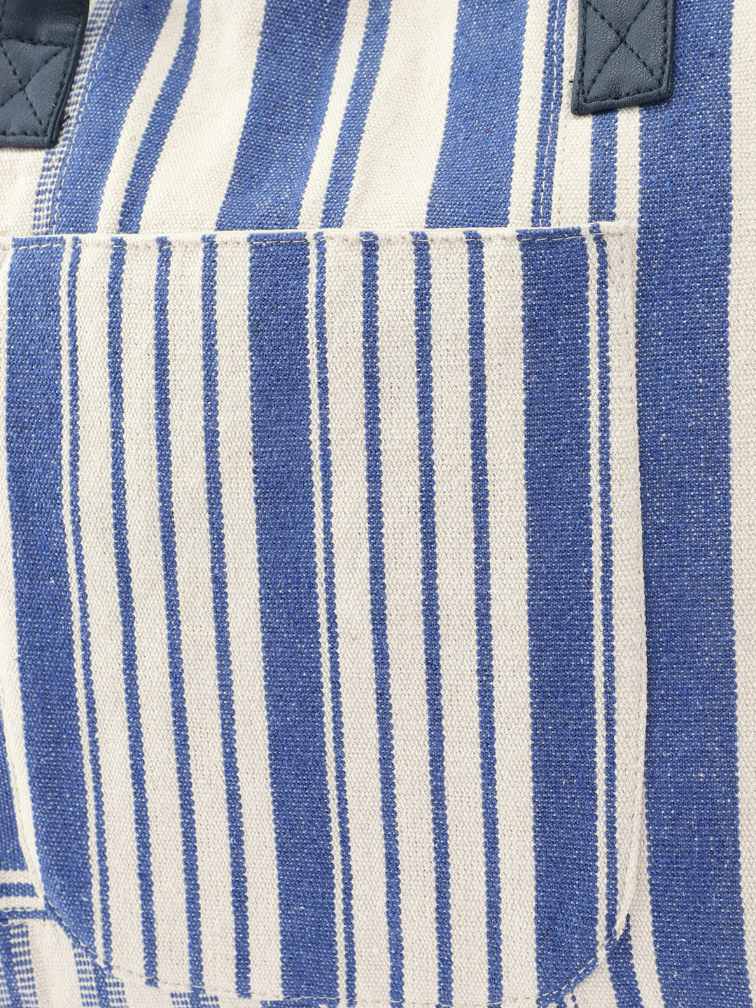 PRIMROSE Striped Tote Bag, Blue and Cream, Canvas Material, Patchwork Design, Shoulder Bag