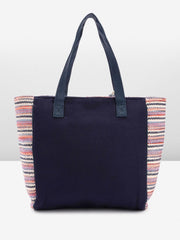 PRIMROSE Multicoloured Striped Canvas Tote Bag with Tassel Detail