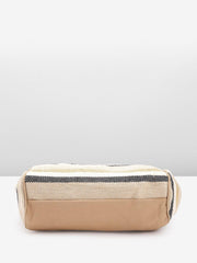 PRIMROSE Striped Jute Tote Bag with Tassel Tan and Black