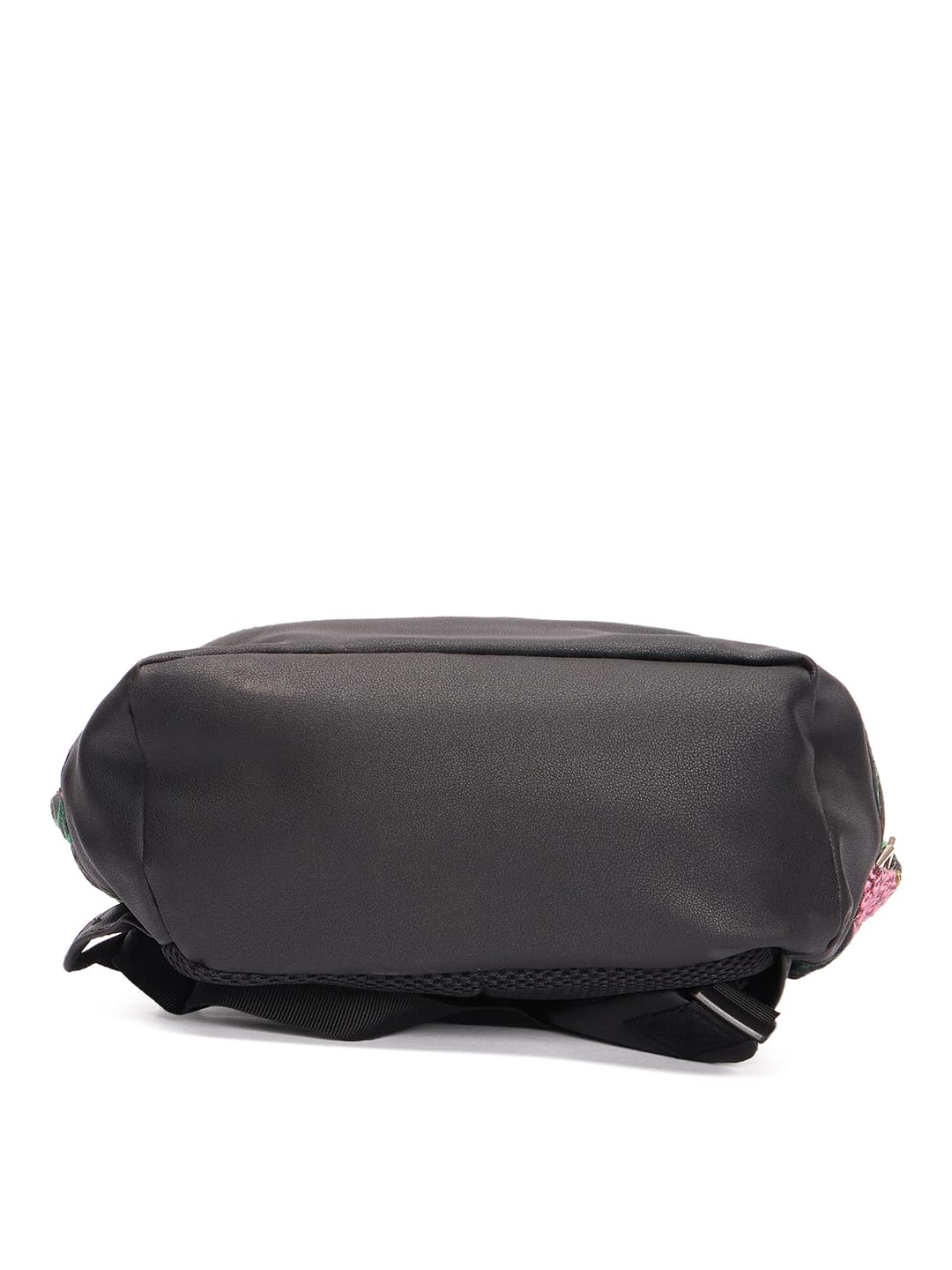 RIMROCK Floral Print Backpack with Pink Stripes, Black Canvas, Decorative Pattern