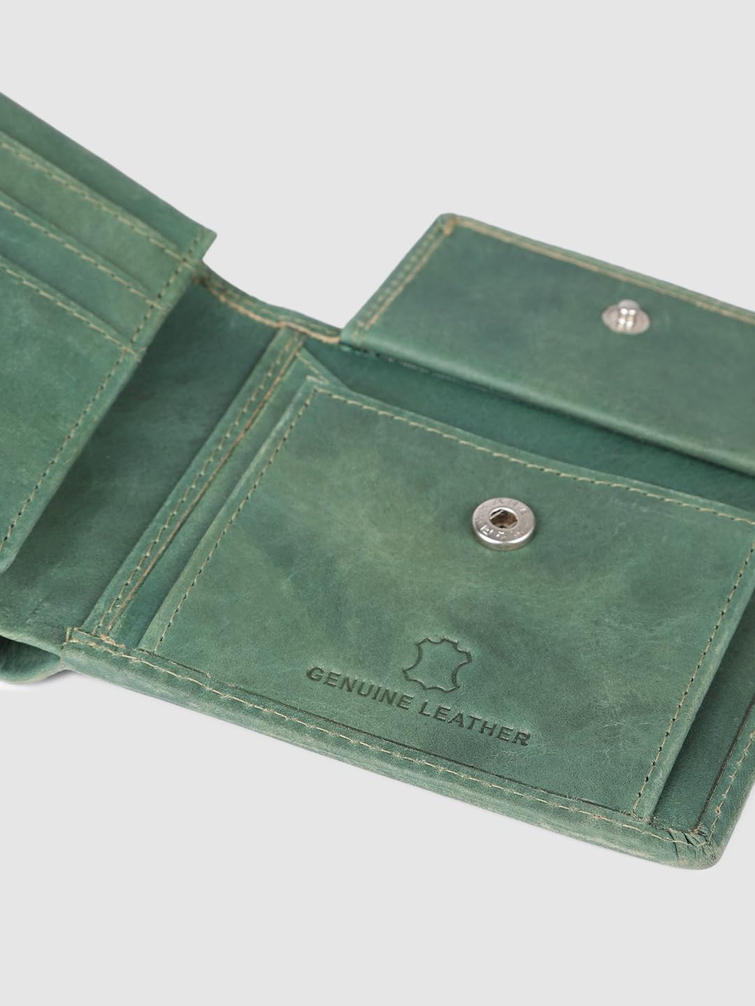 PRIMROSE Leather Slim Wallet, Minimalist Design, Sage Green