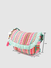 PRIMROSE Boho Style Fringe Crossbody Bag with Tassels Multicolour Stripe Pattern