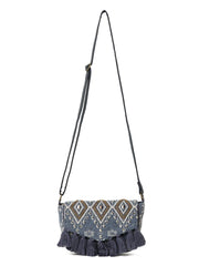 PRIMROSE Ethnic Boho Shoulder Bag for Women, Woven Fabric with Tassels,