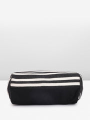 PRIMROSE Striped Canvas Tote Bag with Tassel Black and White
