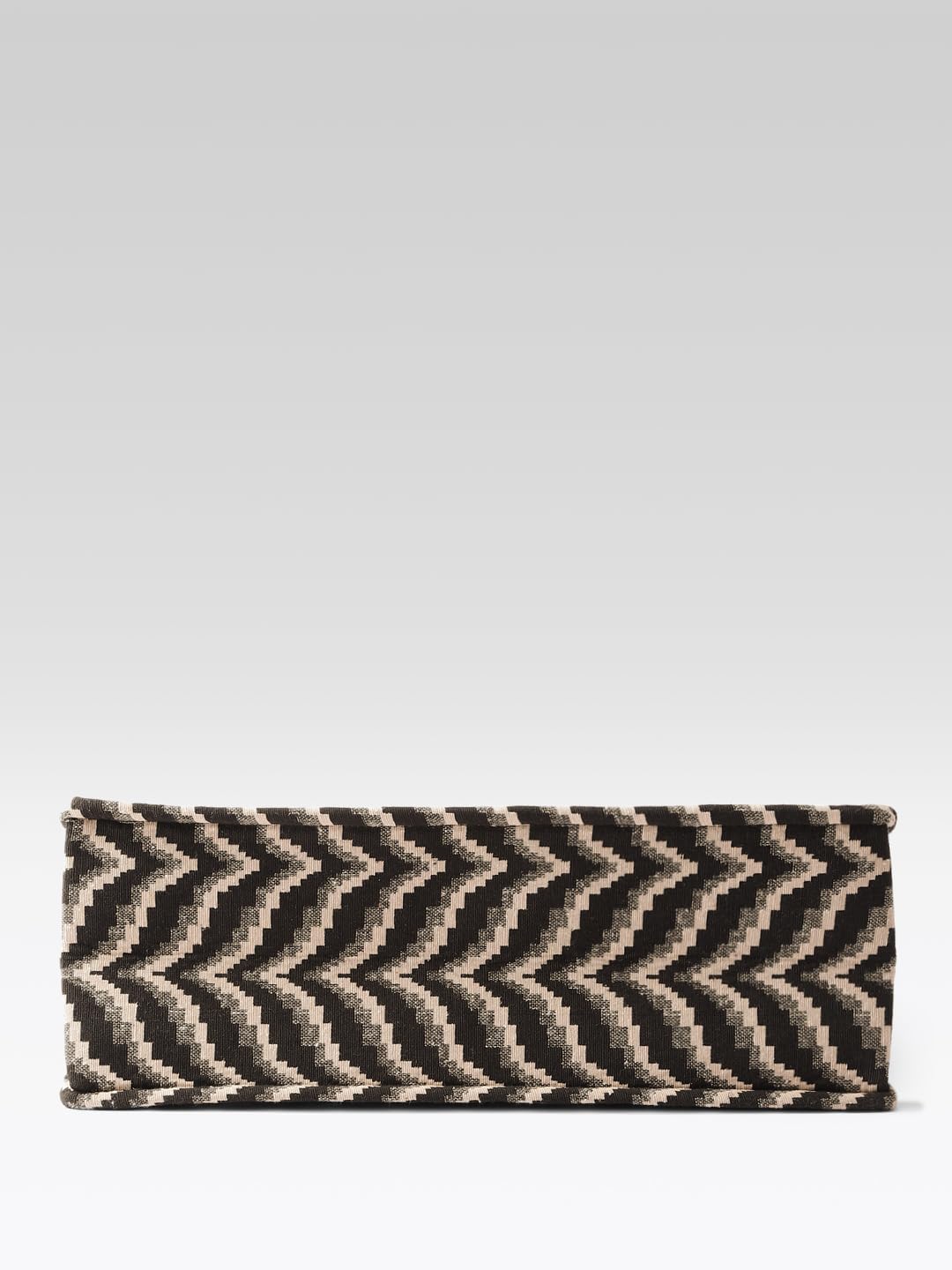PRIMROSE Fashion Canvas Tote Bag, Black and Beige Chevron Pattern, Large Shoulder Handbag