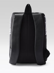 PRIMROSE Floral Pattern Backpack, Black and Grey, Multiple Zipper Compartments, Fashion Daypack