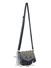 PRIMROSE Ethnic Boho Shoulder Bag for Women, Woven Fabric with Tassels,