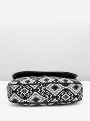 PRIMROSE Women's Black and White Aztec Print Crossbody Bag