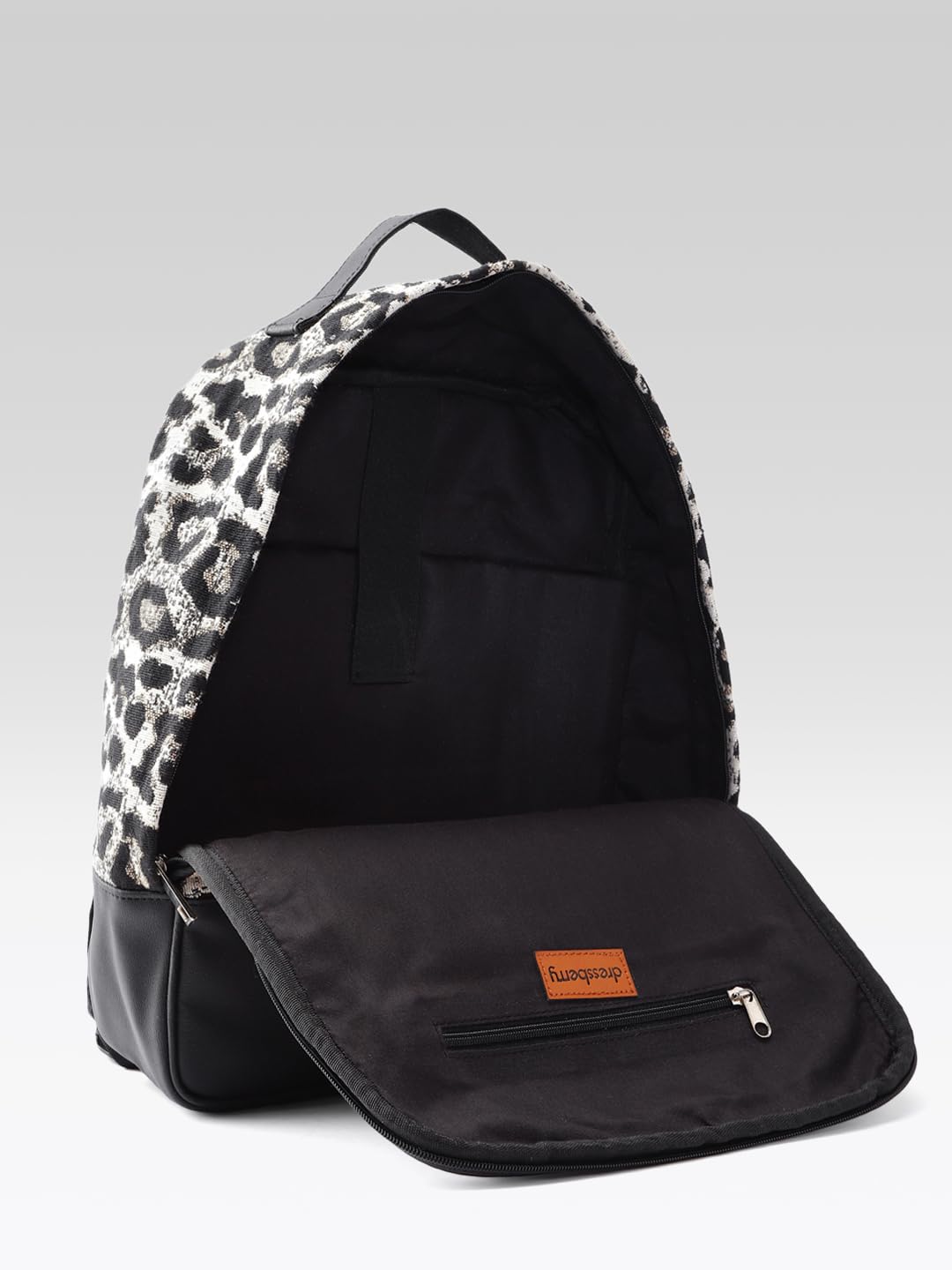 Leopard Print Backpack, Fashion Insulated Cooler Tote, Black and White