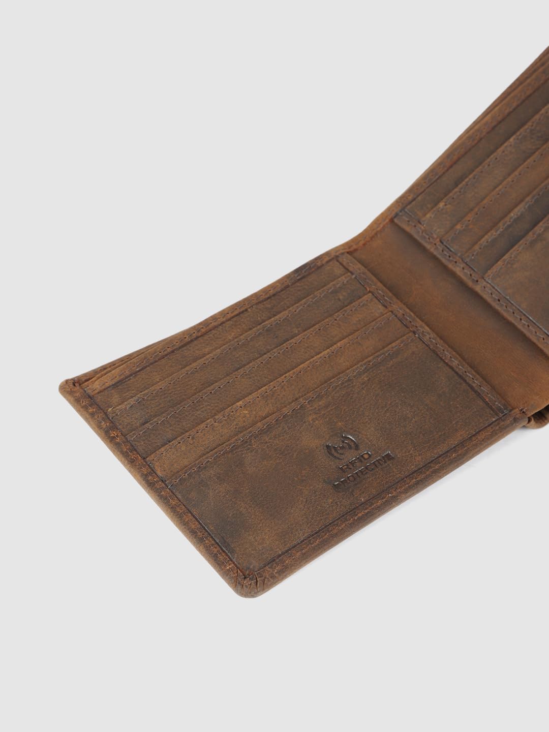 PRIMROSE Vintage Leather Long Wallet, Slim Bifold Design, Brown