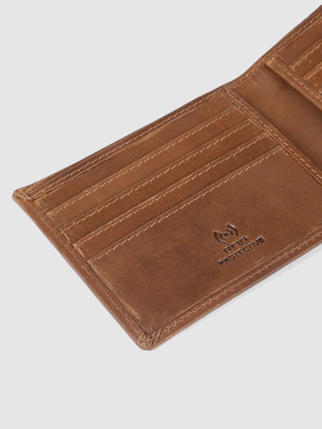 PRIMROSE Men's Classic Bifold Leather Wallet, Tan Brown, Slim Design