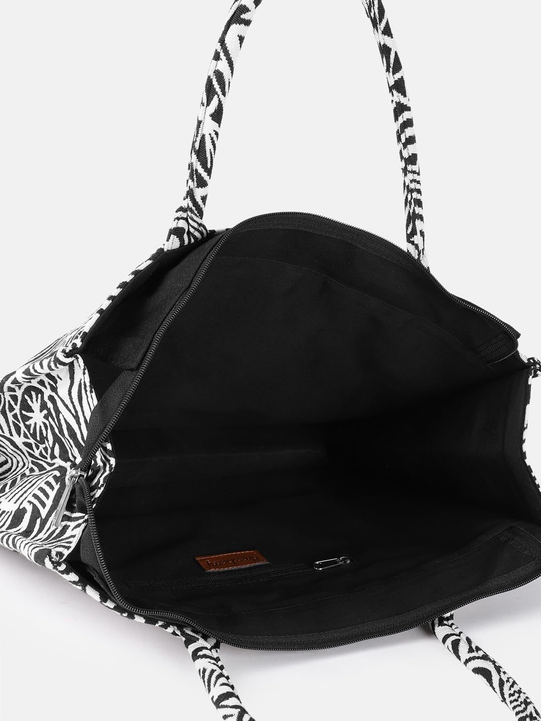 PRIMROSE Canvas Tote Bag with Abstract Black and White Pattern, Geometric Design