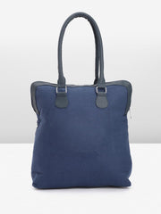 PRIMROSE Women's Navy Blue Floral Pattern Tote Bag with Tassel Charm