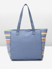 PRIMROSE Multicolour Striped Canvas Tote Bag with Tassel Accent
