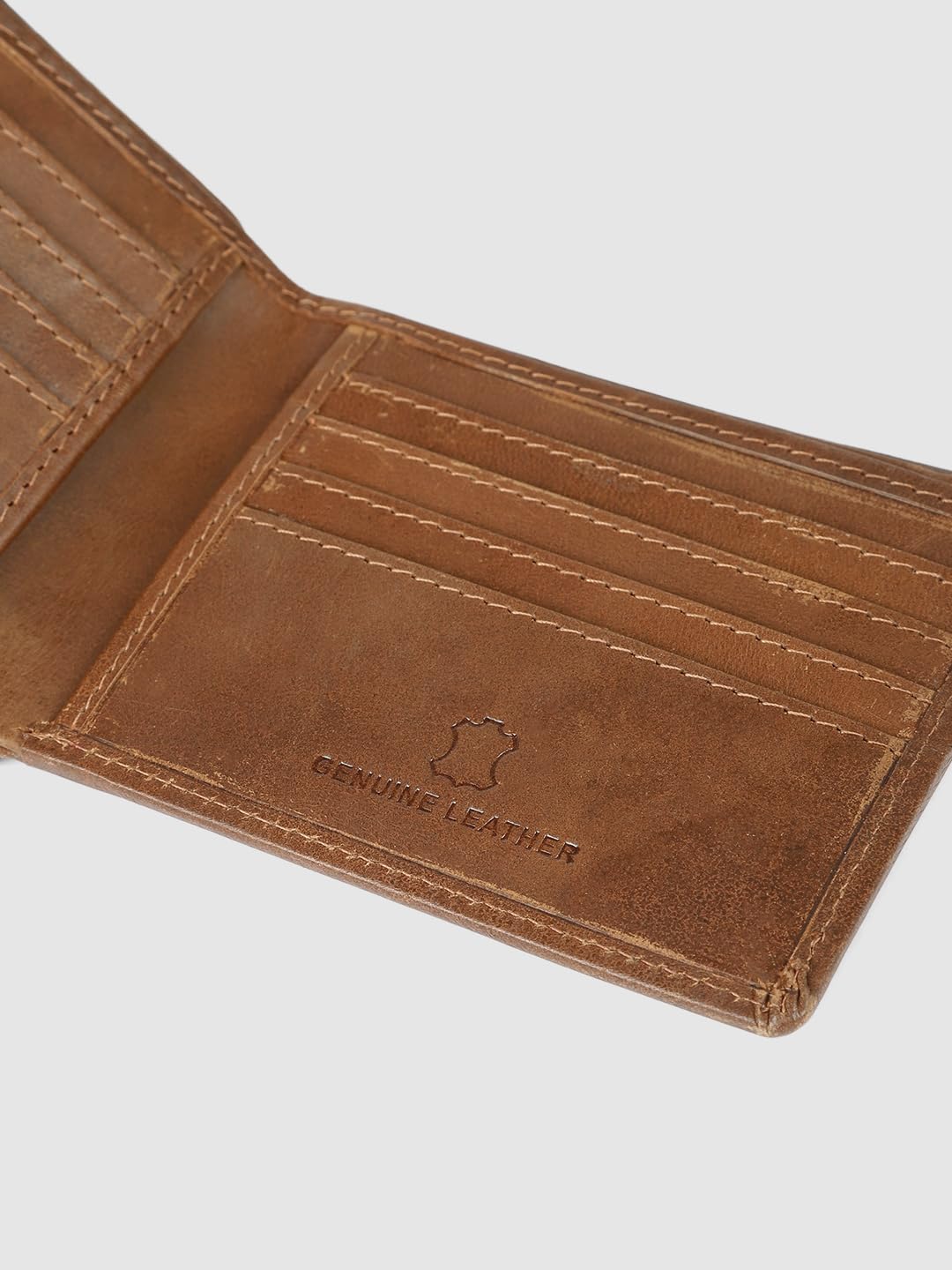 PRIMROSE Men's Classic Bifold Leather Wallet, Tan Brown, Slim Design
