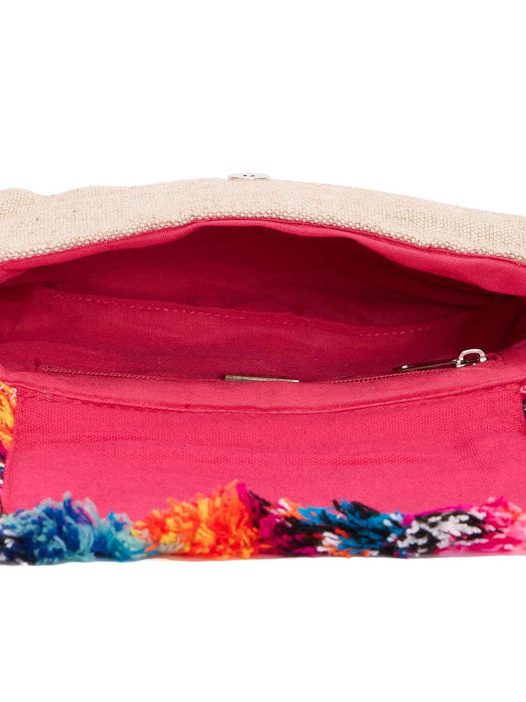 RIMROCK Bohemian Crossbody Bag, Multicolour Fringe Trim, Braided Strap, Woven Pattern