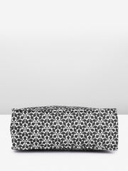 PRIMROSE Floral Pattern Canvas Tote Bag, Black and White Geometric Design, Large Shoulder Handbag