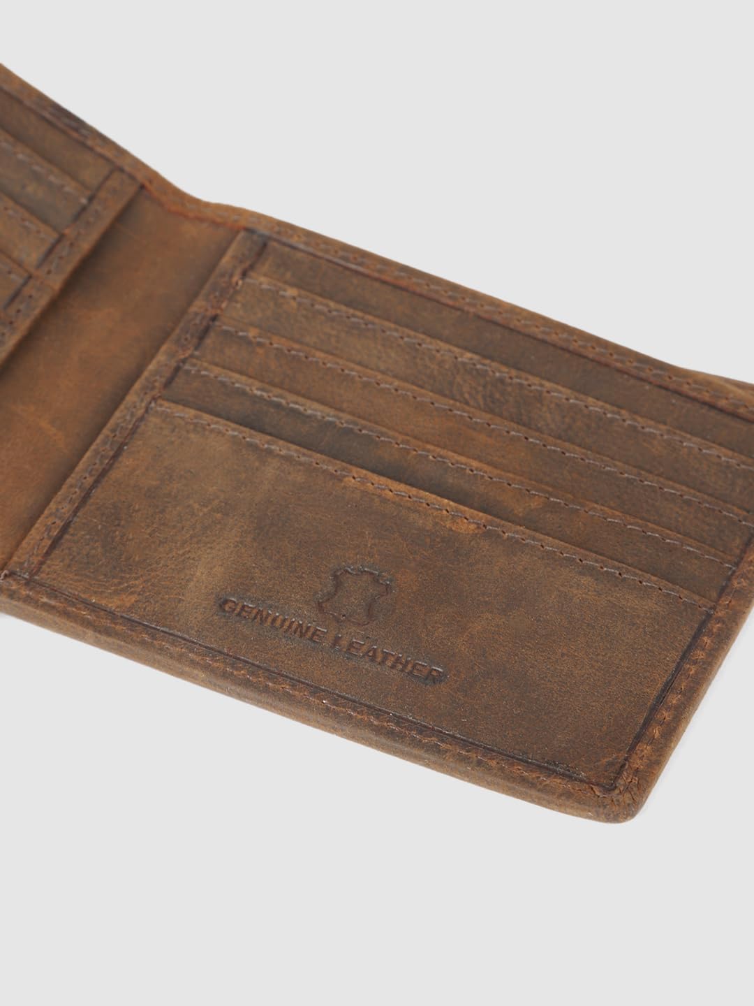 PRIMROSE Vintage Leather Long Wallet, Slim Bifold Design, Brown