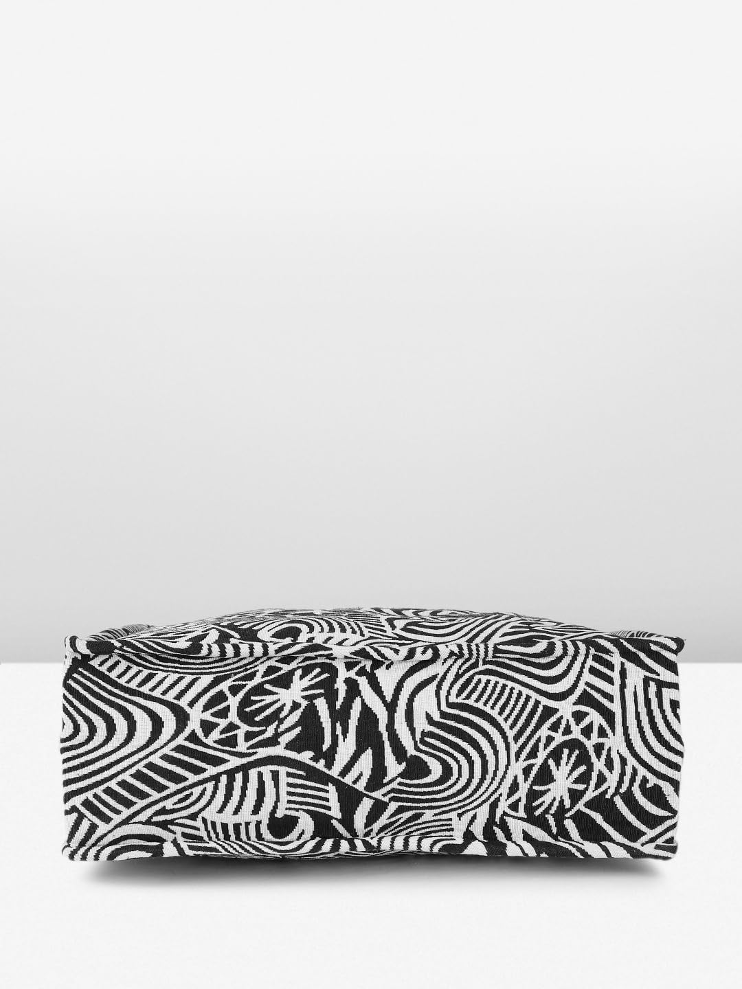 PRIMROSE Canvas Tote Bag with Abstract Black and White Pattern, Geometric Design