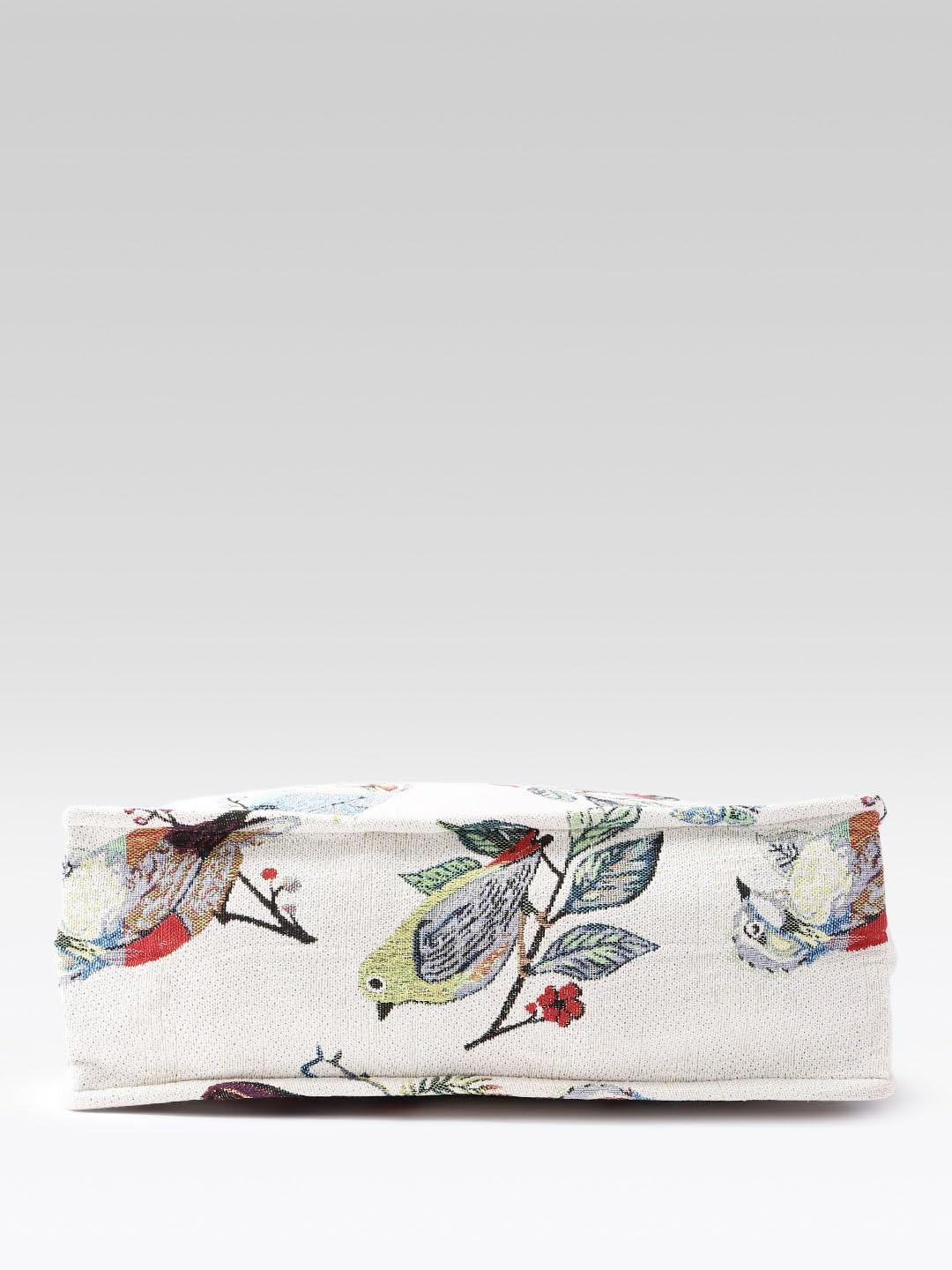 PRIMROSE Decorative Canvas Tote Bag with Birds and Butterflies Print, White Background