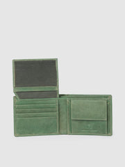 PRIMROSE Leather Bi-fold Wallet, Olive Green, Slim Design