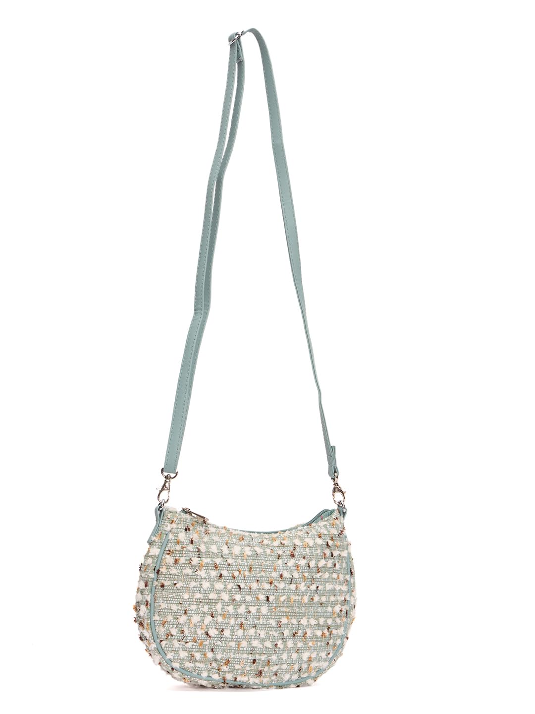 RIMROCK Floral Pattern Crossbody Bag, Mint Green Shoulder Strap, Textured Fabric Design