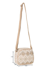 PRIMROSE Beige Crossbody Bag with Diamond Pattern, Adjustable Strap