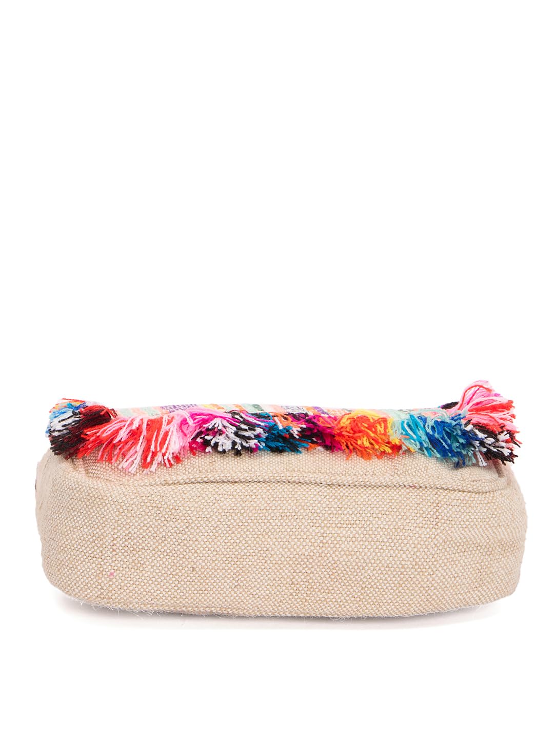 RIMROCK Bohemian Crossbody Bag, Multicolour Fringe Trim, Braided Strap, Woven Pattern