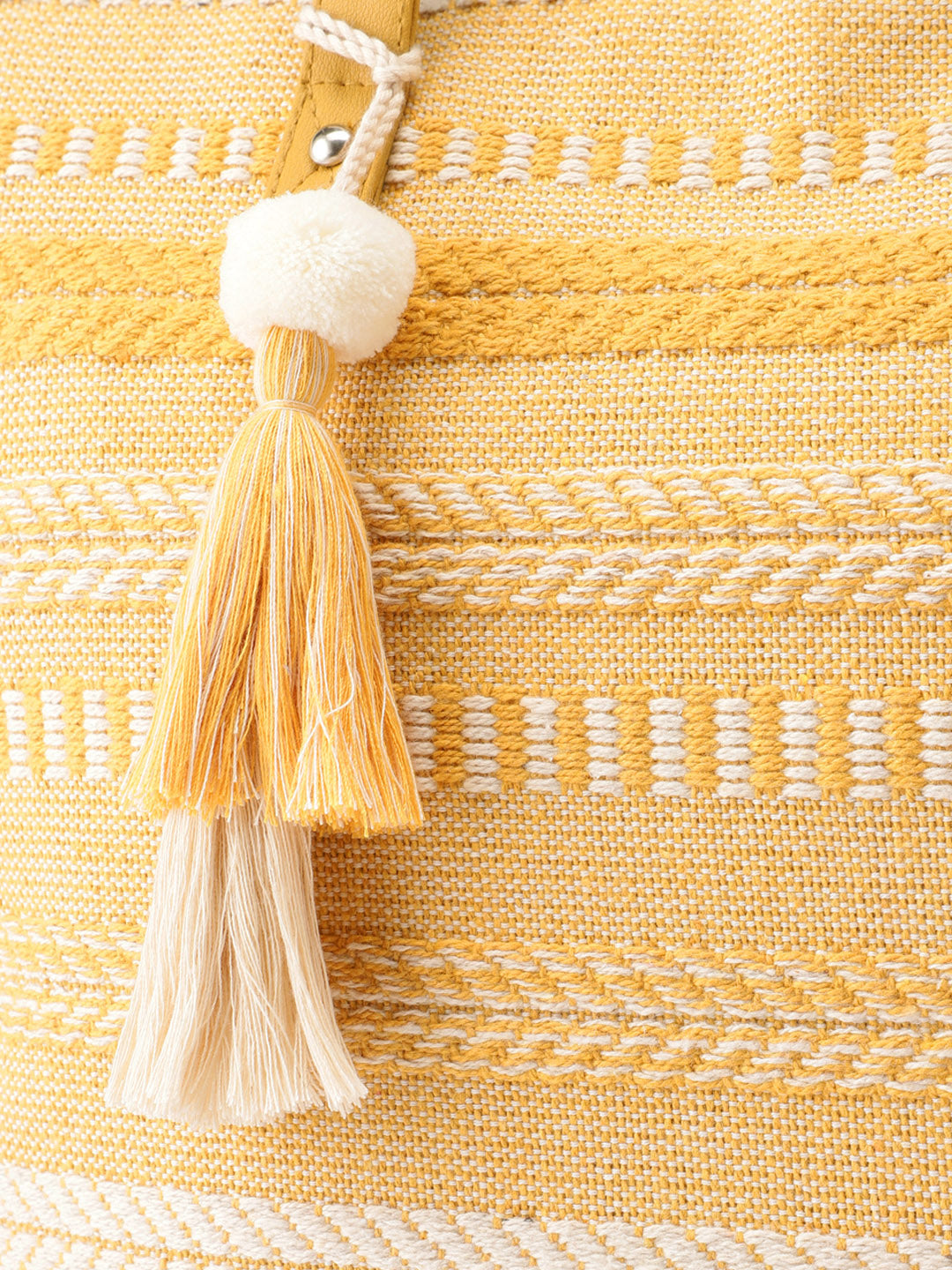 PRIMROSE Cotton Tote Bag with Yellow Tassel