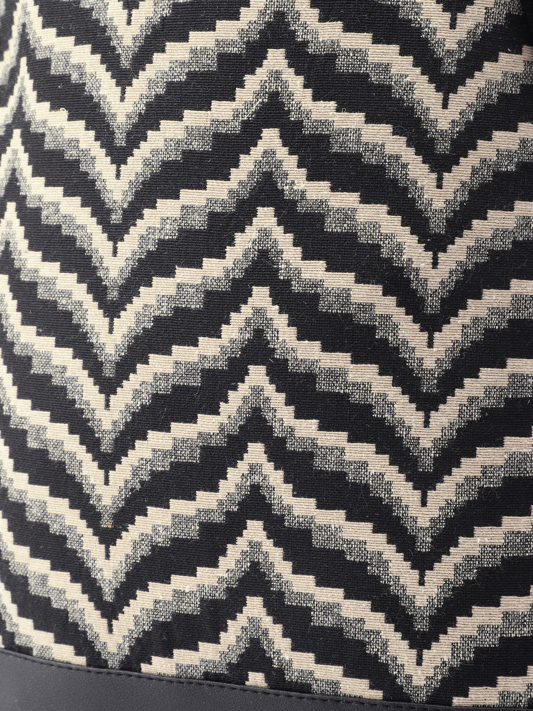 PRIMROSE Backpack with Chevron Pattern, Black and Beige