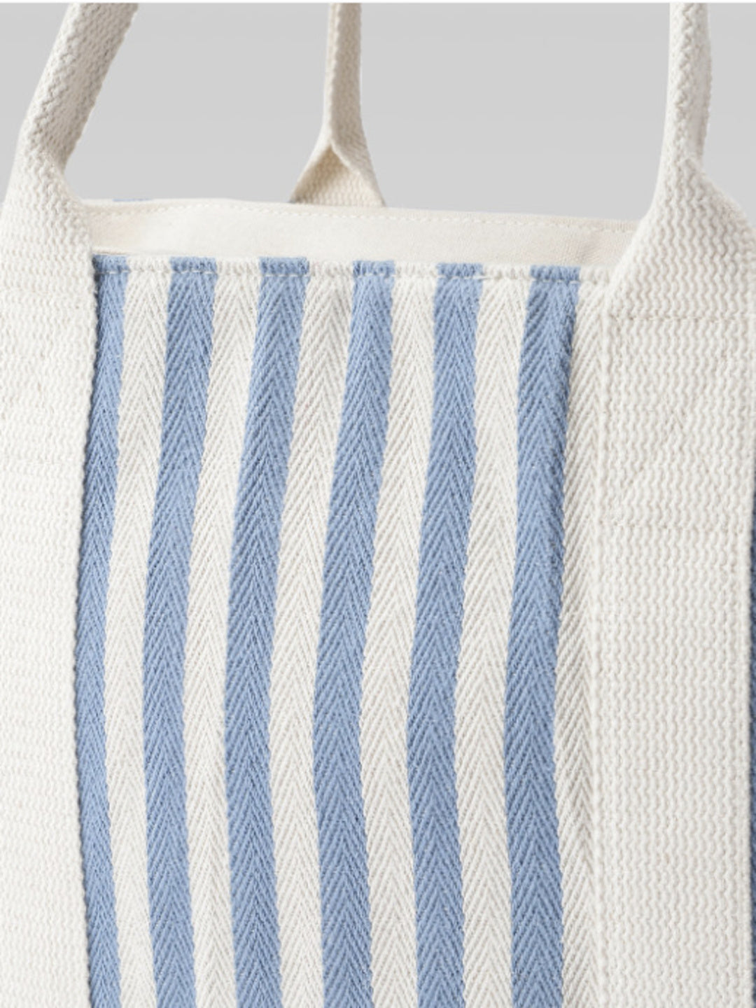 PRIMROSE Striped Beach Tote Bag, Blue and Beige, Cotton Material, Tote Bag with Handles