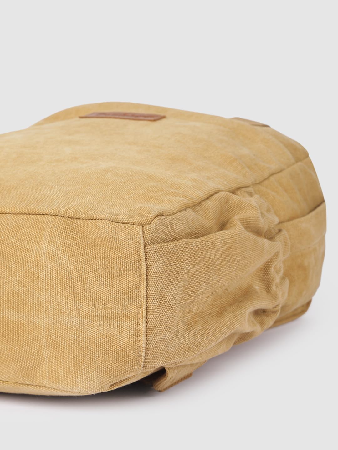 PRIMROSE Canvas Backpack, Khaki Tan, Casual Daypack with Leather Logo Patch