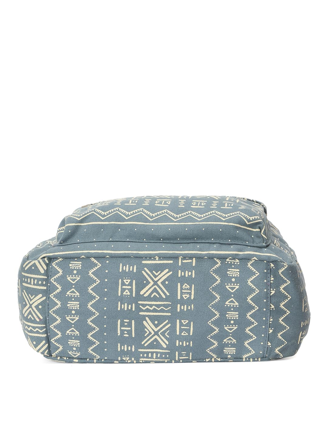 RIMROCK Casual Canvas Backpack with Aztec Print Pattern, Light Blue and White, Brown Straps