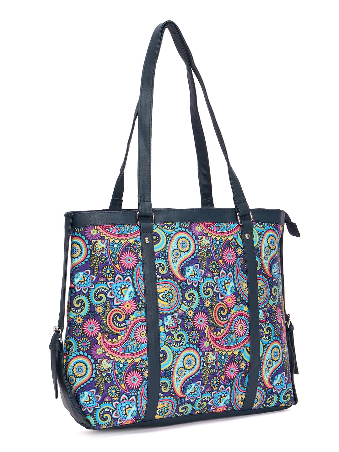 RIMROCK Paisley Print Tote Bag, Floral Pattern Shoulder Handbag with Black Trim, Multi-Colour