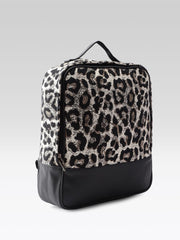 Leopard Print Backpack, Fashion Insulated Cooler Tote, Black and White