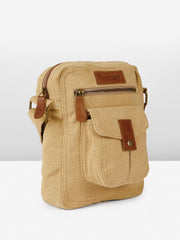 PRIMROSE Roadster Canvas Messenger Bag, Khaki, Crossbody Strap with Polyurethane Trim