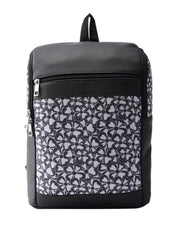 PRIMROSE Floral Pattern Backpack, Black and Grey, Multiple Zipper Compartments, Fashion Daypack