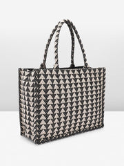 PRIMROSE Black Chevron Pattern Tote Bag for Women