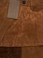 RIMROCK Patchwork Suede Tote Bag, Brown with Canvas Straps, Large Casual Shopper