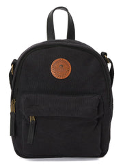 RIMROCK Mini Canvas Backpack with Leather Patch, Black, Vintage Brass Hardware