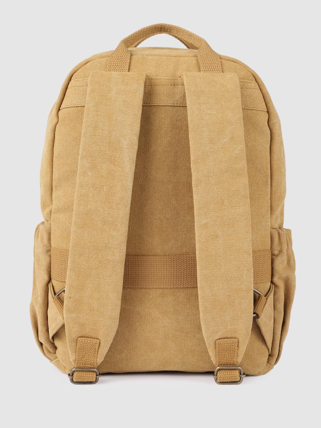 PRIMROSE Canvas Backpack, Khaki Tan, Casual Daypack with Leather Logo Patch