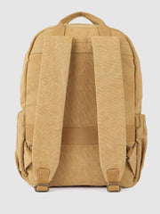 PRIMROSE Canvas Backpack, Khaki Tan, Casual Daypack with Leather Logo Patch