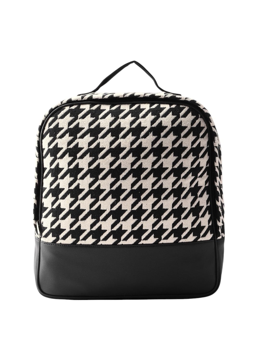 PRIMROSE Backpack Bag, Houndstooth Pattern Jacquard, Black and White.