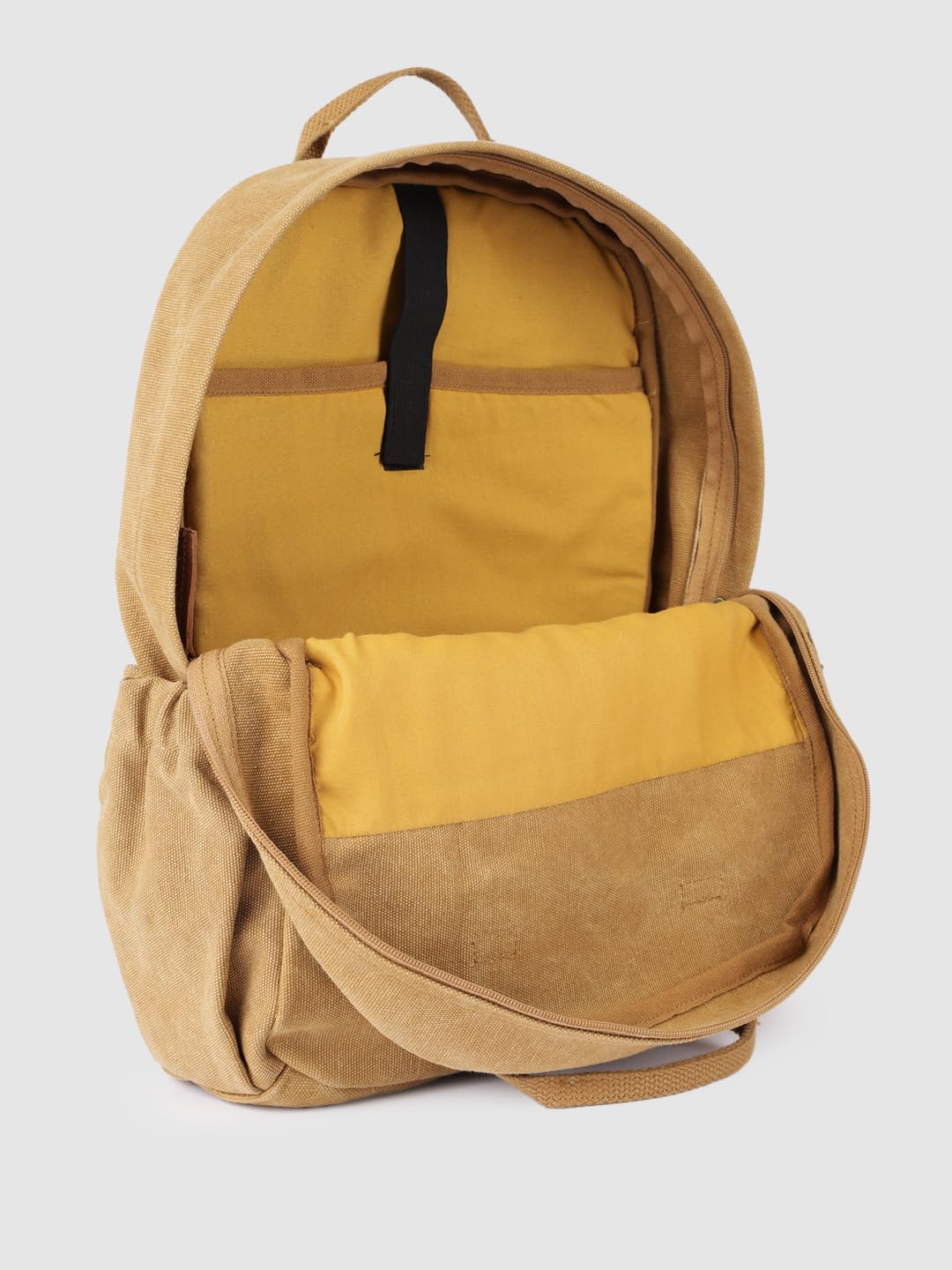 PRIMROSE Canvas Backpack, Khaki Tan, Casual Daypack with Leather Logo Patch