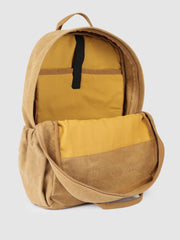 PRIMROSE Canvas Backpack, Khaki Tan, Casual Daypack with Leather Logo Patch
