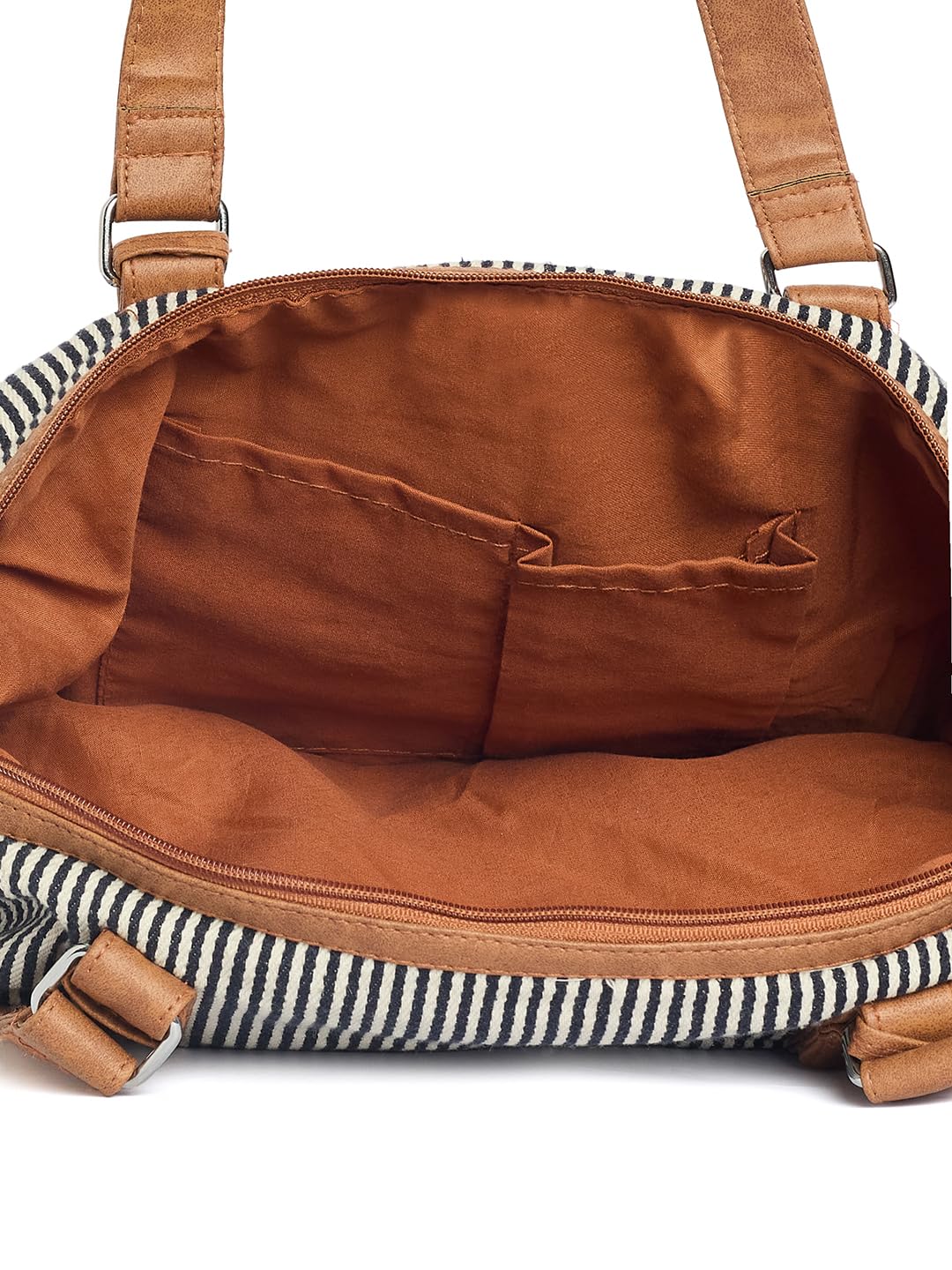 RIMROCK Striped Shopper Cotton Shoulder Bag Black and Grey